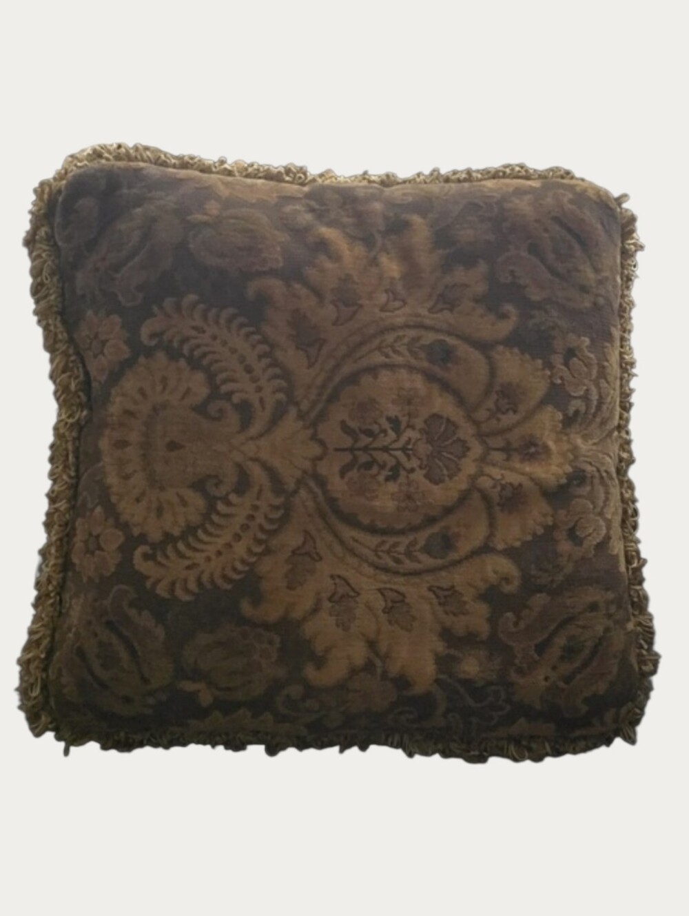 Elegant Brown and Gold Decorative Pillow Not Labeled But Thomasville